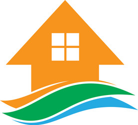 Modern Home Wave Logo Vector Image