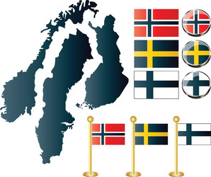 Scandinavian Maps & Flags vector image