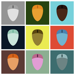 set icons in flat design computer mouse vector image
