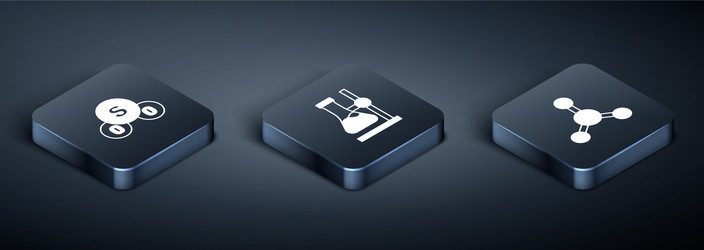 Set isometric sulfur dioxide so2 molecule vector