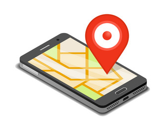 Smartphone mobile navigation app and map pin vector