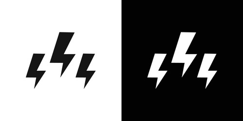 thunder lightning icon flat set outline vector image