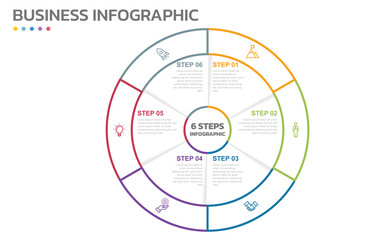 visual data presentation cycle diagram with 6 vector image