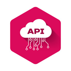 white cloud api interface icon isolated with long vector image