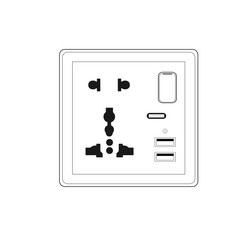 86 type 2 way multi wall switch socket with usb vector image