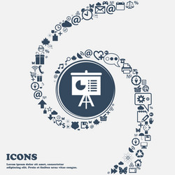 presentation board icon in the center around vector image