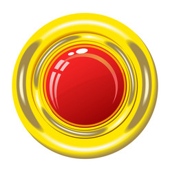 Red button in gold frame vector