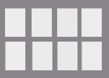 set of white different empty notebook pages vector