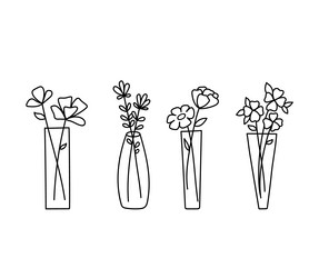 Transparent Vases with Flowers Vector Image