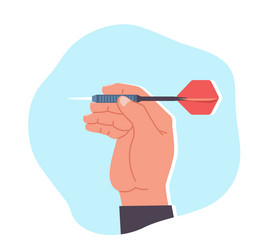 man hand holds dart for playing darts vector