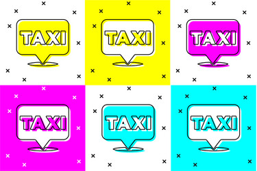 set map pointer with taxi icon isolated on color vector image