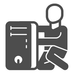 System unit and master solid icon pcrepair vector