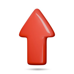 3d arrow pointing up red color realistic vector image