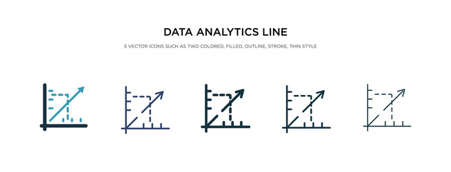 data analytics line graphic icon in different vector image