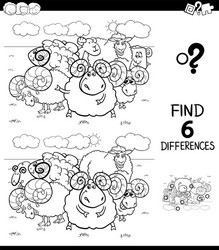 differences color book with sheep and rams vector image