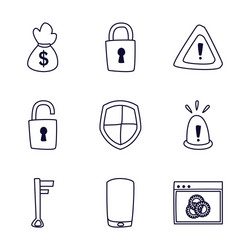 hack information line style icon set design vector image