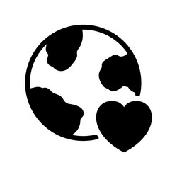 love earth silhouette icon heart shape and globe vector