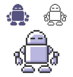pixel icon robot in three variants fully vector image