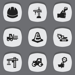 set of 9 editable building icons includes symbols vector image