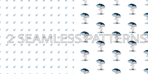 Set of two seamless patterns in blue color vector