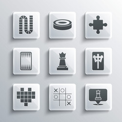 set tic tac toe game chess mahjong pieces pixel vector image