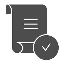 sheet with check mark solid icon document vector image