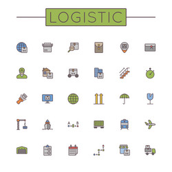 colored logistic line icons vector