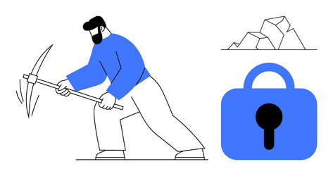 digital security and data mining visual vector image