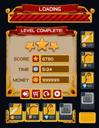 Medieval buttons ui game menu isolated elements Vector Image
