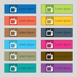 retro tv icon sign set of twelve rectangular vector image