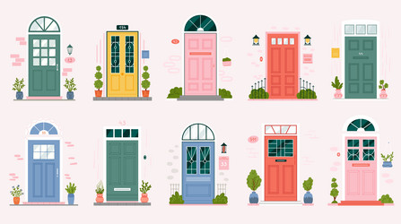 retro vintage door for home apartment set vector