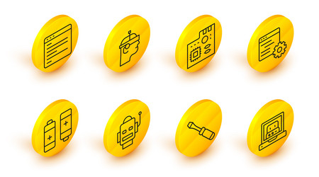 set line creating robot screwdriver battery vector image