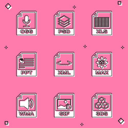 set ogg file document psd xls ppt xml and max vector image
