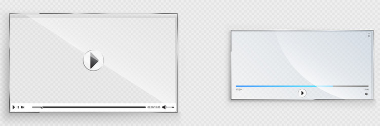 Glass video player interface transparent window Vector Image