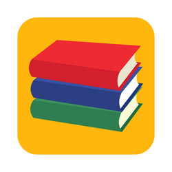 horizontal stack of three colored books flat icon vector