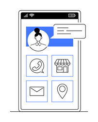 mobile phone interface with user avatar message vector image