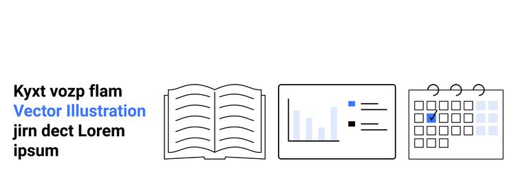 open book data charts and calendar representing vector image