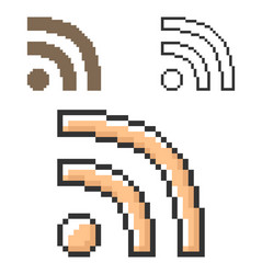pixel icon rss sign in three variants fully vector image