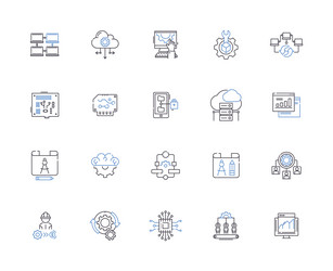 programm outline icons collection program vector image