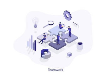 teamwork concept with puzzle can use for web vector image