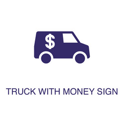 truck with money sign element in flat simple style vector