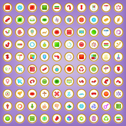 100 arrow and button icons set in cartoon style vector image
