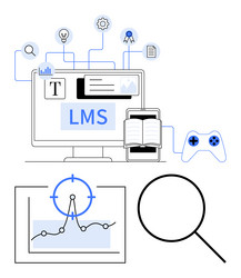 digital learning management system with data vector image