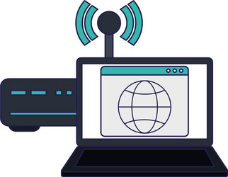 laptop with wifi router internet symbol vector image