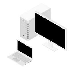 personal computer case keybord and monitor vector image
