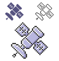 pixel icon satellite in three variants fully vector image