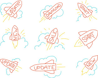 Rocket sketch hand drawn stock upgrade update vector