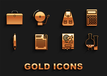 set file document and paper clip calculator test vector image
