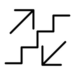 stairs up and down arrow graph sign icon flat web vector image