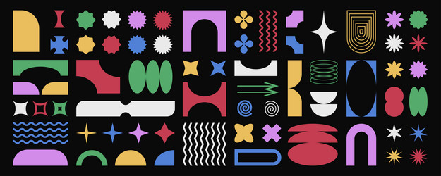 Abstract retro shapes basic brutal forms vector